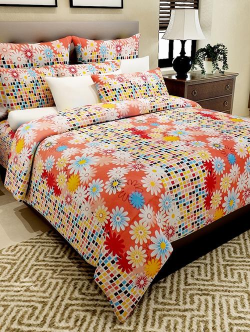 multi colored cotton printed double bed sheet set - 11579127 - Standard Image - 1
