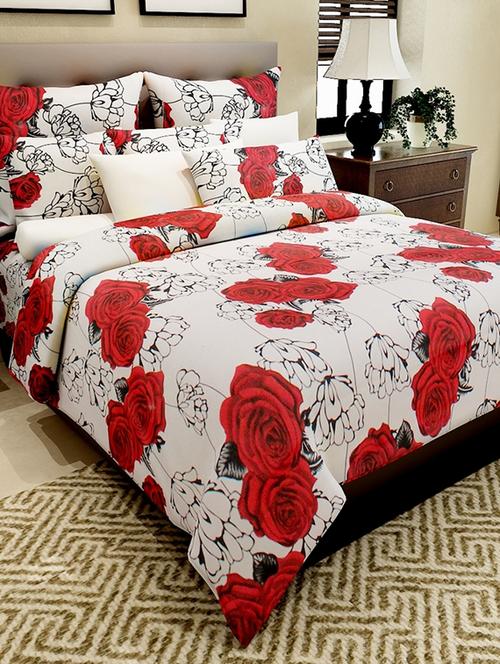 white cotton printed double bedsheet set - 11579186 - Very Small Image - 1