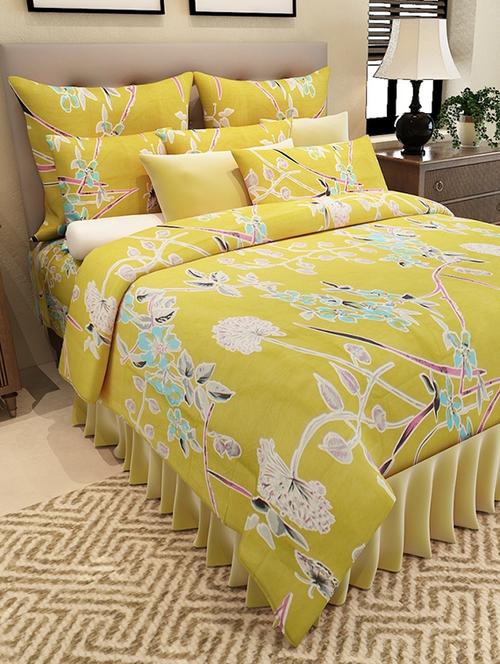 green cotton printed double bedsheet set - 11579286 - Standard Image - 1