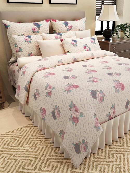white cotton printed double bedsheet set - 11579346 - Standard Image - 1