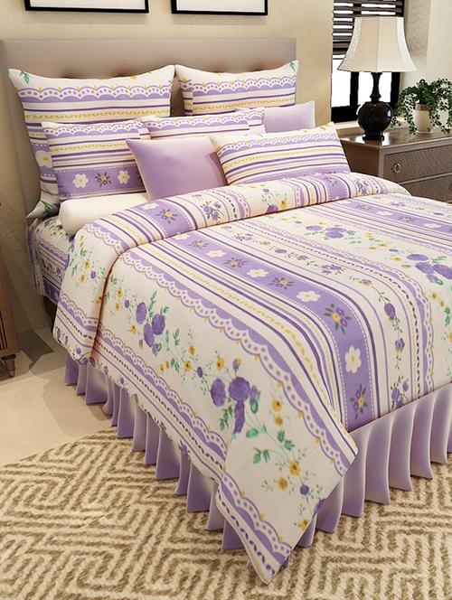 purple cotton printed double bedsheet set - 11579365 - Standard Image - 1