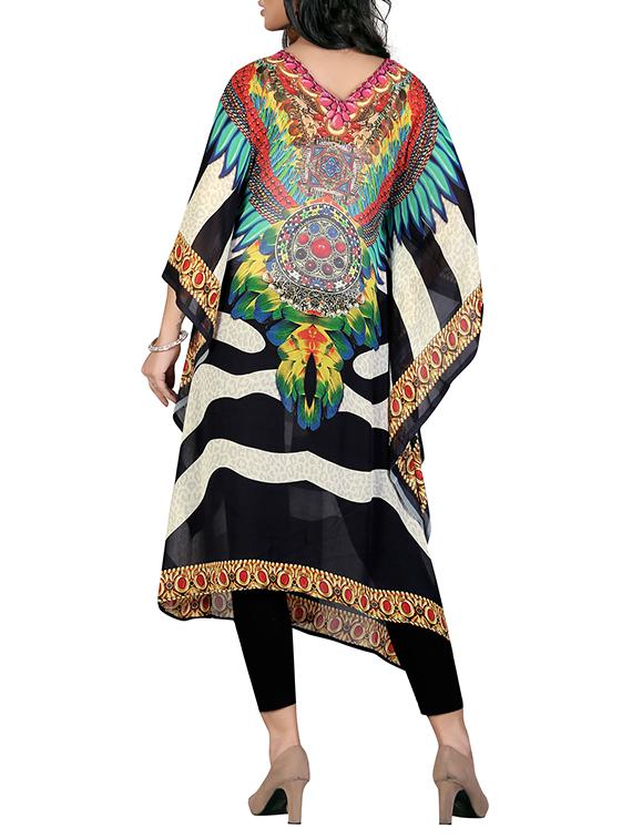 multi colored georgette kaftan - 11580280 - Zoom Image - 3
