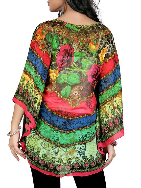 multi colored georgette kaftan - 11580283 - Zoom Image - 3