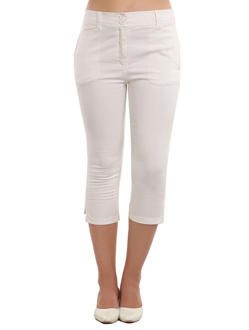 white cotton capri - 11580287 - Standard Image - 1