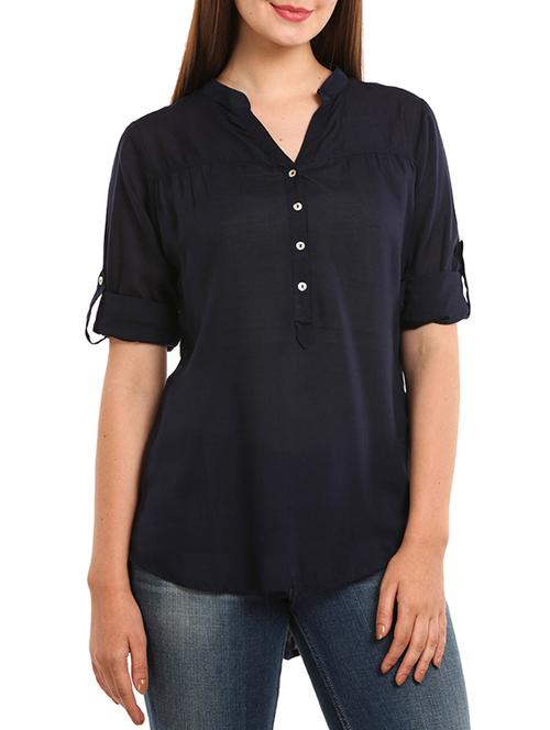navy blue viscose top - 11583615 - Standard Image - 1