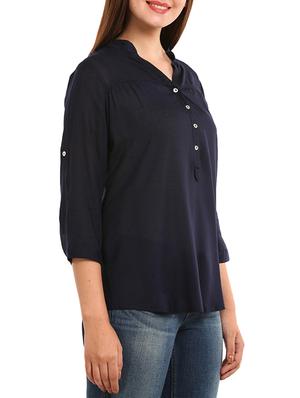 navy blue viscose top - 11583615 - Standard Image - 2