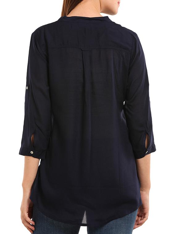 navy blue viscose top - 11583615 - Zoom Image - 3