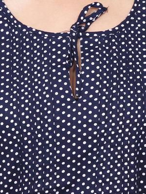 blue rayon polka dots printed kurta - 11588677 - Standard Image - 4