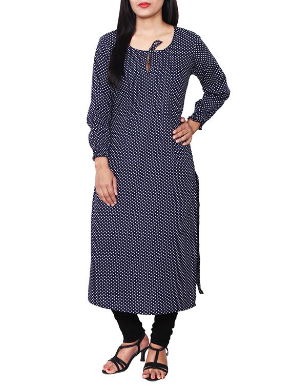 blue rayon polka dots printed kurta