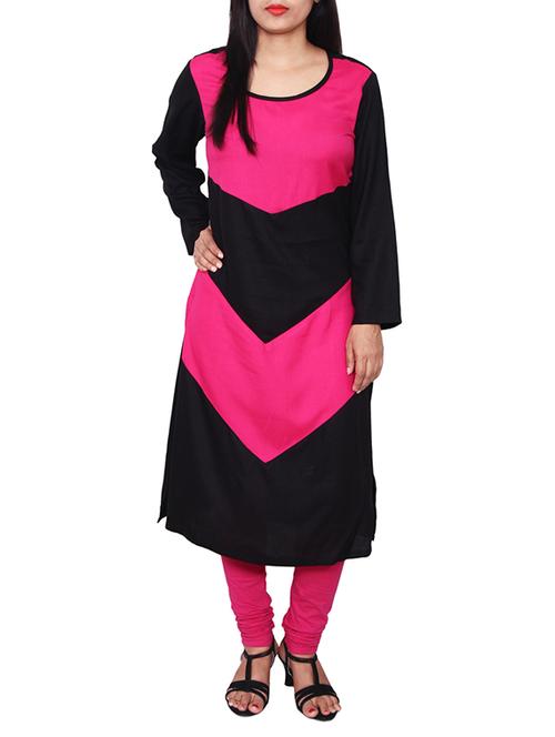pink viscose straight kurta - 11588686 - Standard Image - 1