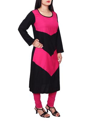pink viscose straight kurta - 11588686 - Standard Image - 2