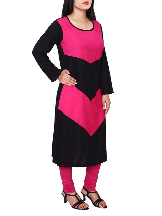 pink viscose straight kurta - 11588686 - Zoom Image - 2