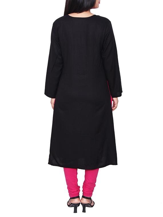 pink viscose straight kurta - 11588686 - Zoom Image - 3