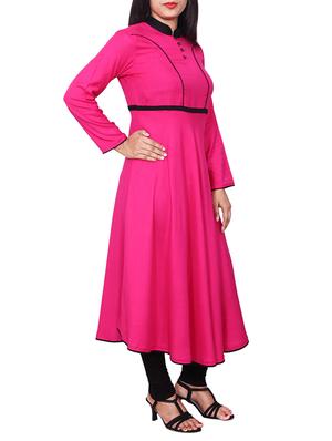 pink viscose flared kurta - 11588694 - Standard Image - 2