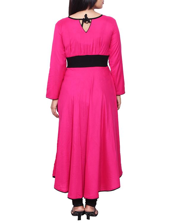pink rayon flared kurta - 11588698 - Zoom Image - 3