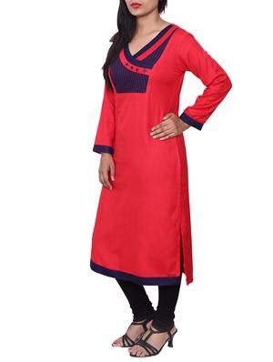red rayon straight kurta - 11588726 - Standard Image - 2