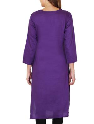 purple viscose straight kurta - 11588741 - Standard Image - 3