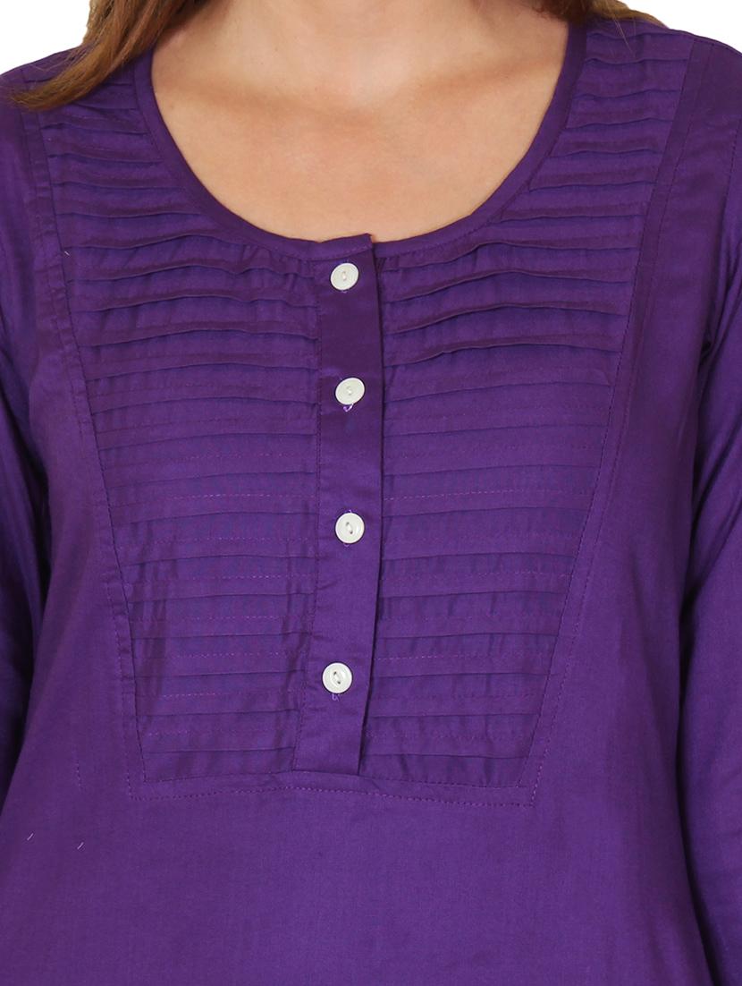 purple viscose straight kurta - 11588741 - Zoom Image - 4