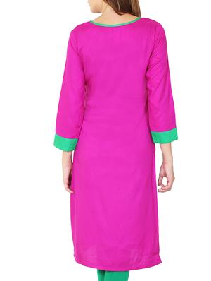 pink viscose straight kurta - 11588744 - Standard Image - 3