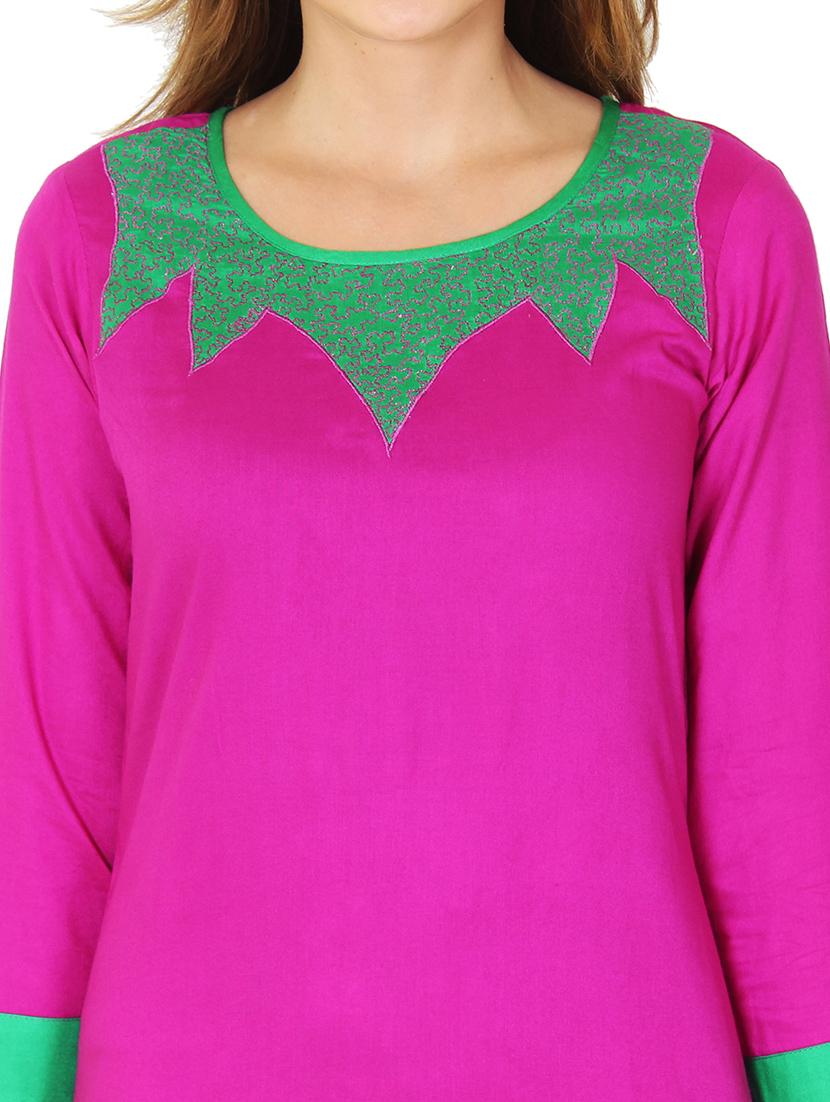pink viscose straight kurta - 11588744 - Zoom Image - 4