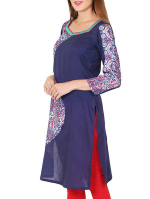 blue rayon printed kurta - 11588745 - Standard Image - 2