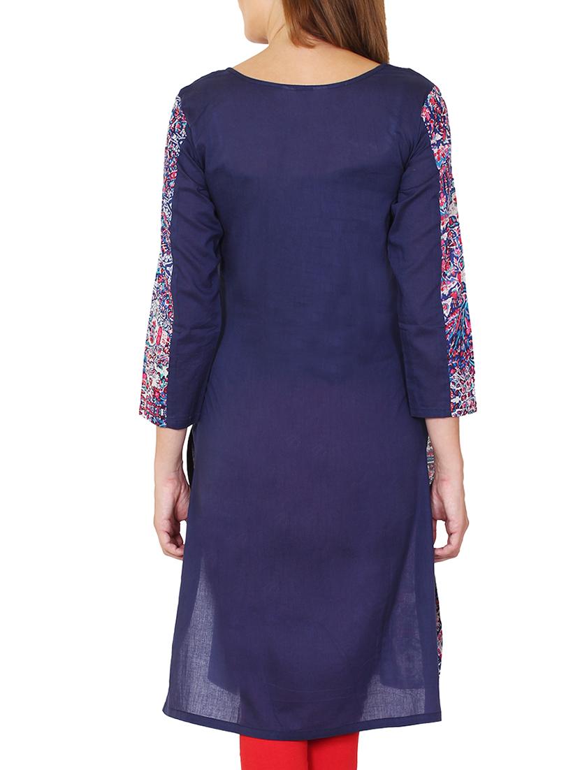 blue rayon printed kurta - 11588745 - Zoom Image - 3