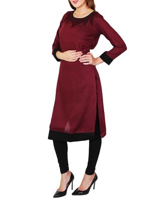 maroon rayon kurta - 11588751 - Standard Image - 2