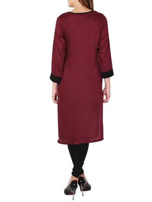 maroon rayon kurta - 11588751 - Standard Image - 3