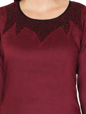 maroon rayon kurta - 11588751 - Standard Image - 4