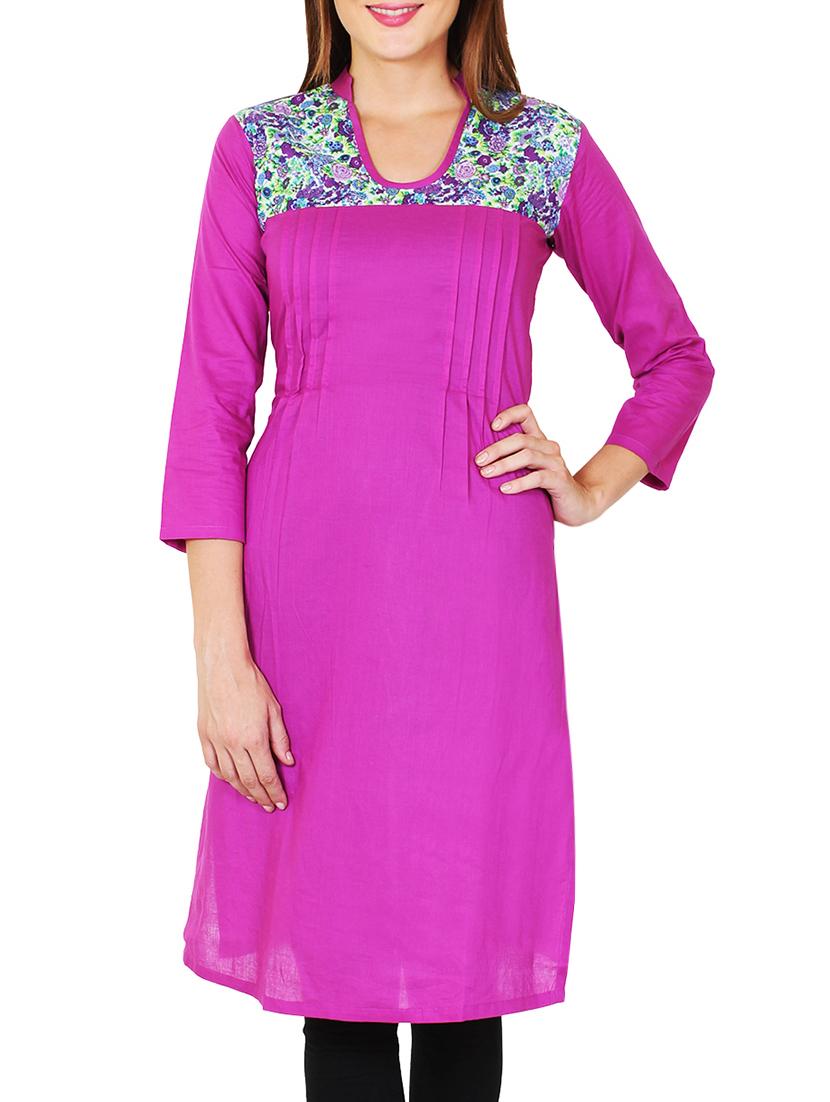 pink cotton kurta - 11588752 - Zoom Image - 1