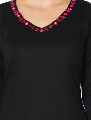 black rayon palin straight kurta - 11588753 - Standard Image - 4