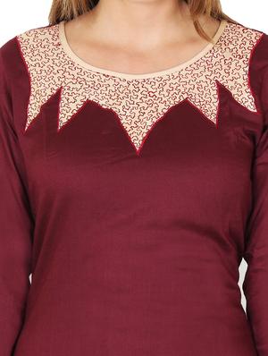 maroon rayon straight kurta - 11588757 - Standard Image - 4