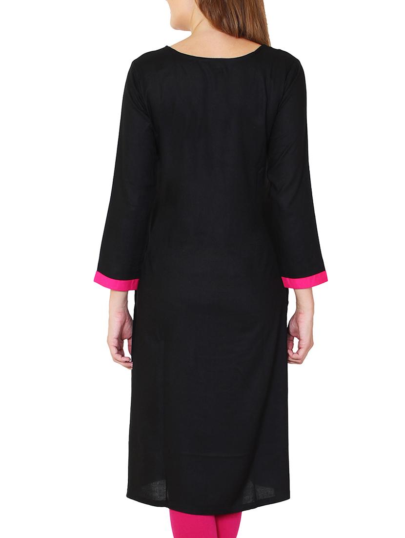 black viscose kurta - 11588760 - Zoom Image - 3