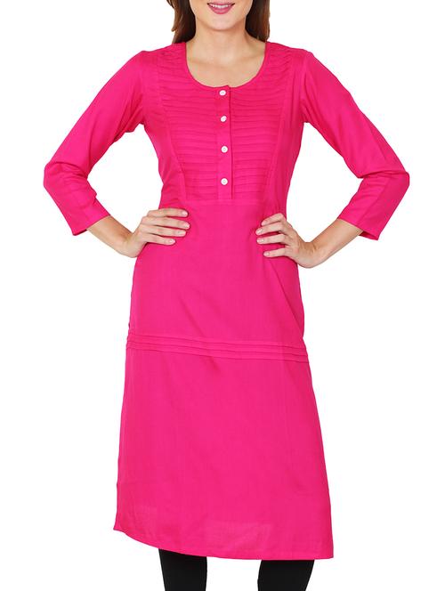 pink viscose aline kurta - 11588765 - Standard Image - 1