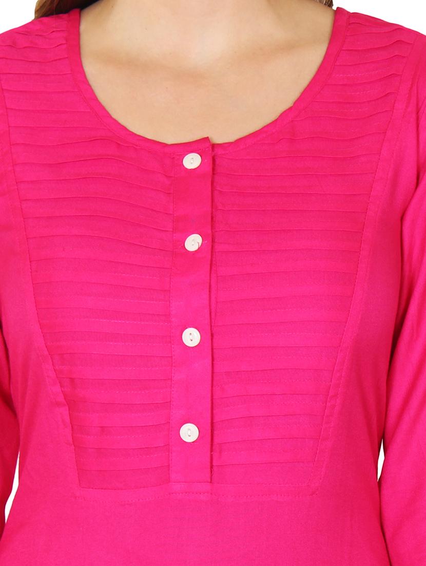 pink viscose aline kurta - 11588765 - Zoom Image - 4