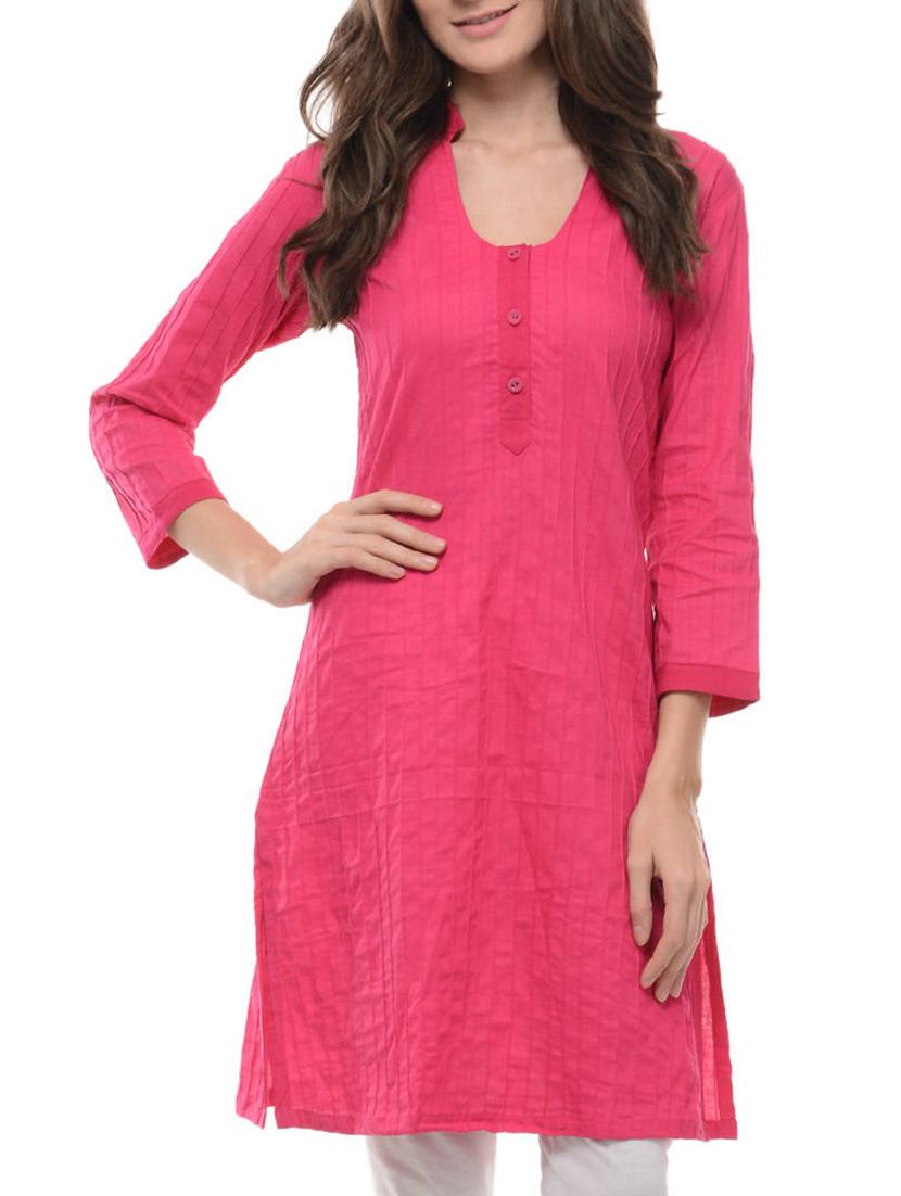 pink cotton kurta - 11588787 - Zoom Image - 1