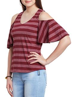 cold shoulder striped top - 11590758 - Standard Image - 2