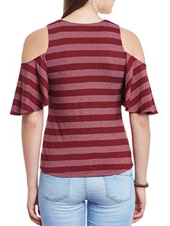 cold shoulder striped top - 11590758 - Standard Image - 3