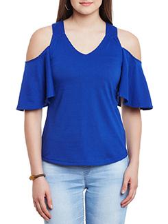 cold shoulder solid top - 11590761 - Zoom Image - 1