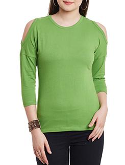 cold shoulder solid top - 11590770 - Very Small Image - 1