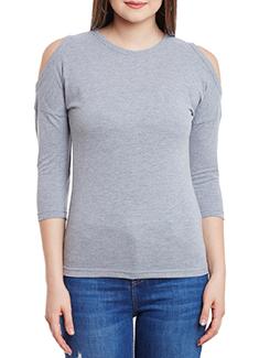 cold shoulder solid top - 11590775 - Standard Image - 1
