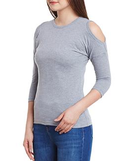 cold shoulder solid top - 11590775 - Standard Image - 2