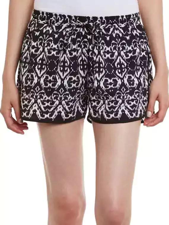 black printed polyester short - 11592576 - Zoom Image - 1