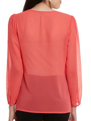 pleated front sheer top - 11592584 - Standard Image - 3