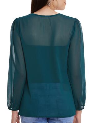 pleated front sheer top - 11592589 - Standard Image - 3