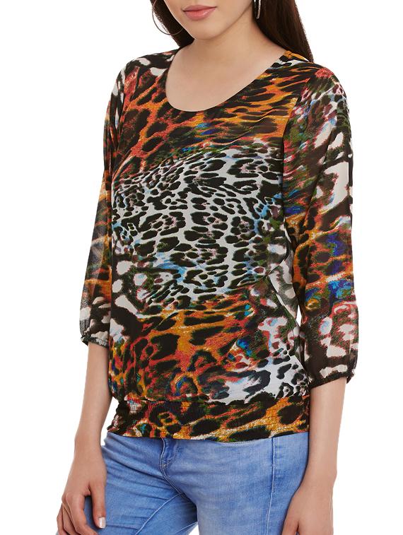 animal print round neck top - 11592599 - Zoom Image - 2