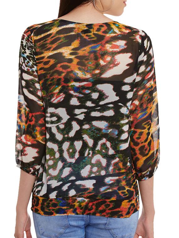animal print round neck top - 11592599 - Zoom Image - 3