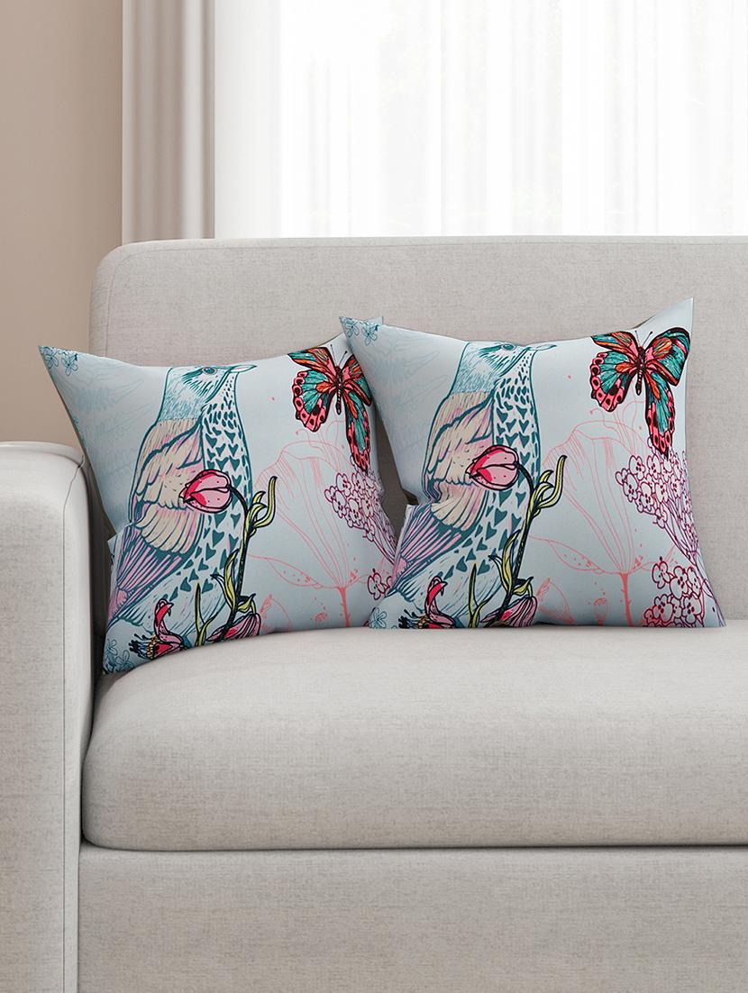 powder blue cotton printed cushion cover (set of 2) - 11599533 - Zoom Image - 1