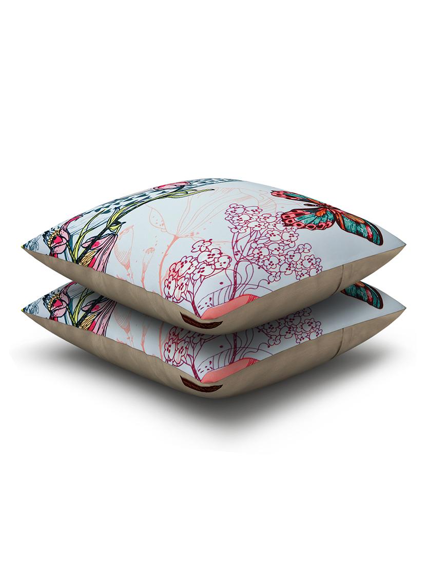 powder blue cotton printed cushion cover (set of 2) - 11599533 - Zoom Image - 2