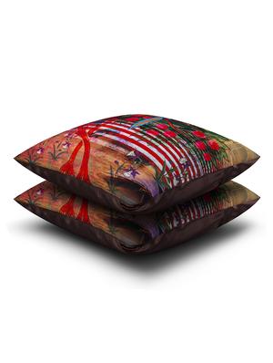 multicoloured cotton printed cushion cover (set of 2) - 11599538 - Standard Image - 2